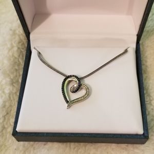Sterling Silver Blue Diamond Heart Necklace